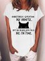 Women Funny Quote Cat Sometimes I Question My Sanity But My Black Cats Told Me I’M Fine Casual T-Shirt