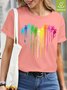 Womens Cute Paw Print Casual Waterproof Oilproof And Stainproof Fabric T-Shirt