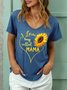 Women Cordate Sunflower Mama Letters Casual T-Shirt