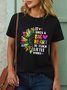Women Big heart Little Minds Text Letters Crew Neck Casual T-Shirt
