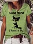 Womens Funny I Fully Intend To Haunt People Shirt For Cat Lover T-Shirt