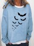 Women Bats Pattern Crew Neck Casual Halloween Sweatshirts