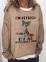 Women Funny Graphic I’M Retired My Job Is To Collect Yarn Black Cat Sweatshirts