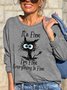 Womens I Am Fine Casual Crew Neck Sweatshirt