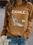 Women Exhale Funny Elephant Crew Neck Simple Sweatshirts