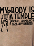 Women My Body Is A Temple Halloween Simple Loose Sweatshirts