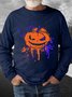 Men Pumpkin Light Colorful Texture Regular Fit Casual Sweatshirt