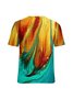 Women Abstract Art Colorful Pattern Casual Loose T-Shirt