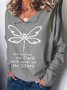 Women Dragonfly Dark Stars Letters Shawl Collar Regular Fit Sweatshirts