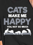 Women Happy Cats Letters Loose Crew Neck Casual Sweatshirts