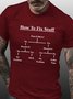 Men Funny How To Fix Stuff Text Letters Crew Neck Casual T-Shirt