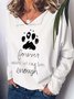 Women Dog Bone Letters Shawl Collar Casual Animal Sweatshirts