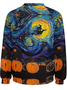 Women Funny Painting Witch Pumpkin Starry Night Loose Raglan Sleeve Sweatshirts
