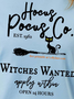 Women Halloween Brooms Black Cat Crew Neck Casual T-Shirt