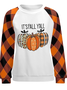 It's Fall Y'all Shirts Women Halloween Leopard Pumpkin Plaid Casual Halloween Raglan Sleeve Sweatshirts
