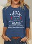 Womens Cat Lover Letters Long Sleeve Crew Neck Tops