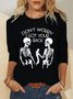 Women Funny Halloween Skull  Don‘t Worry I Got Your Back Skeleton Long Sleeve Simple Tops
