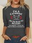 Womens Cat Lover Letters Long Sleeve Crew Neck Tops