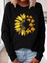 Women Plant Sunflower Ghost Halloween Simple Sweatshirts