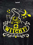 Women Witchy Black Cat Brooms Crew Neck Halloween Casual Sweatshirts