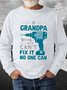 Men Grandpa Fix It Letters Regular Fit Sweatshirt