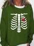 Women Funny Skeleton Halloween Loose Crew Neck Sweatshirts