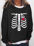 Women Funny Skeleton Halloween Loose Crew Neck Sweatshirts