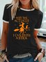 Women's Funny Halloween Witch Cat Crew Neck T-shirt