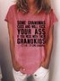 Women Funny Some Grandmas Cuss Casual Loose Text Letters T-Shirt