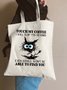 Womens Funny I Touch My Coffee I Will Slap You So Hard Cat Graphic Shopping Totes