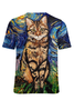 Women Cat Star Night Pattern Casual Loose T-Shirt