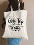 Girls Trip Text Letters Commuting Canvas Shopping Tote