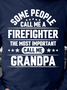 Men Firefighter Call Me Grandpa Letters Crew Neck Sweatshirt