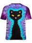 Womens Cat Lover Tie Dye Print Casual T-Shirt