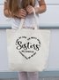 Sister Printed Letter Shopping Totes