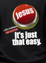 Men Red Button Shirt, Jesus Life’s Problems One Solution It’s Just That Easy Casual Loose Sweatshirt