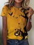Women Pumpkin Light Bats Halloween Pattern Casual T-Shirt
