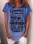Women Grandma’s House Rules Letters Casual Cotton-Blend T-Shirt