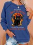 Womens Black Cat Witch Casual Sweatshirts