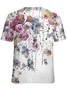 Casual Abstract Floral Print Crew Neck T-shirt