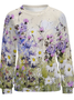 Women Large Format Flowers Abstract Raglan Sleeve Crew Neck Casual Loose Sweatshirts