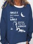 Womens Cat Lover Letters Crew Neck Casual Sweatshirts