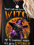 Women Black Cat Witch Happy Halloween Loose Casual Tops
