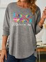 Women Happiness Is Being A Sister Loose Crew Neck Cotton Tops
