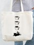 Cup Cat Graphic Canvas Shopping Totes