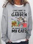 Womens Funny Garden And Cat Casual Sweatshirt