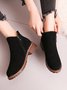 Women's British Style Round Toe Comfortable Zip Low Heel Boots