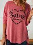 Text Letters Cotton-Blend Casual Tops