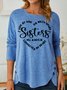 Text Letters Cotton-Blend Casual Tops