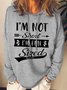 Women I’m Not Short Fun Sized Casual Text Letters Hoodie Sweatshirts